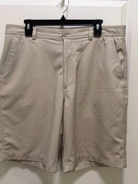 Bolle Golf Tan Flat Front Chino Shorts Stretch‎ Sz 36